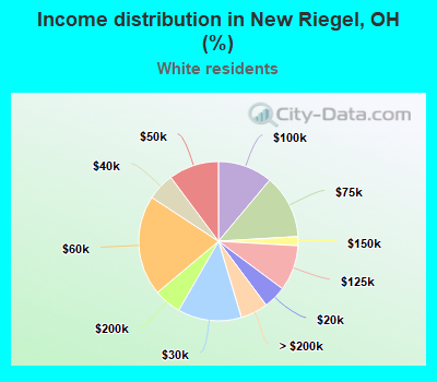 Income distribution in New Riegel, OH (%)