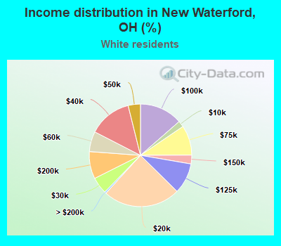 Income distribution in New Waterford, OH (%)
