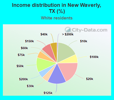 Income distribution in New Waverly, TX (%)