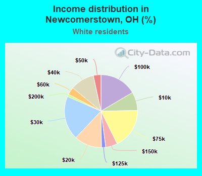 Income distribution in Newcomerstown, OH (%)