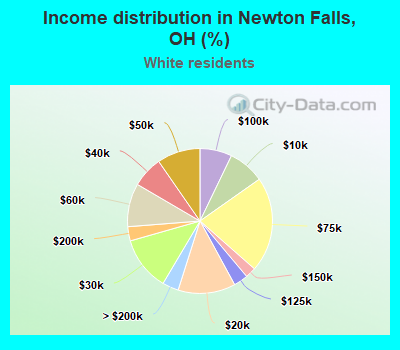 Income distribution in Newton Falls, OH (%)