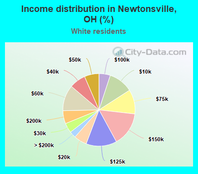 Income distribution in Newtonsville, OH (%)