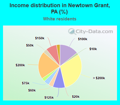 Income distribution in Newtown Grant, PA (%)