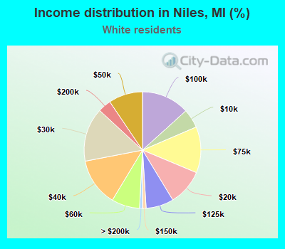 Income distribution in Niles, MI (%)