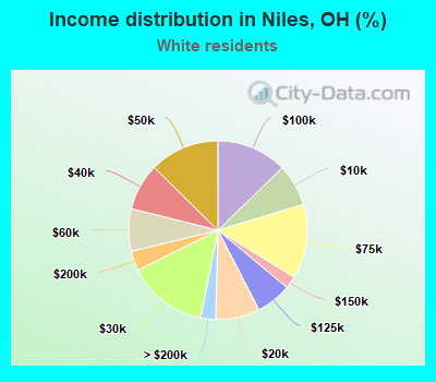 Income distribution in Niles, OH (%)