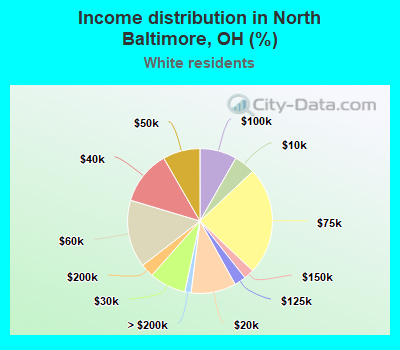 Income distribution in North Baltimore, OH (%)