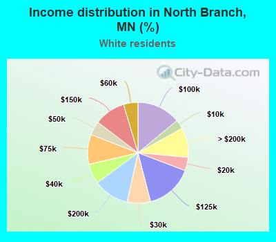 Income distribution in North Branch, MN (%)