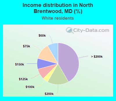 Income distribution in North Brentwood, MD (%)