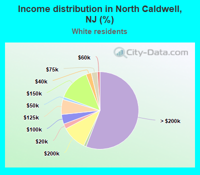 Income distribution in North Caldwell, NJ (%)