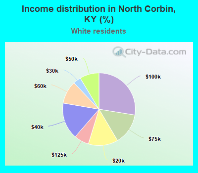 Income distribution in North Corbin, KY (%)