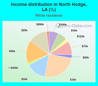 Income distribution in North Hodge, LA (%)