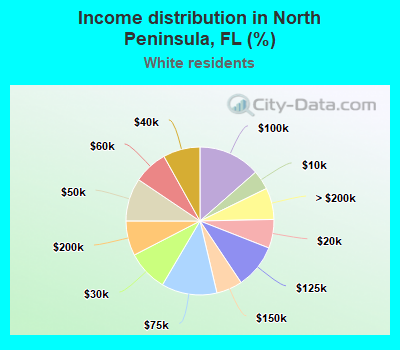 Income distribution in North Peninsula, FL (%)