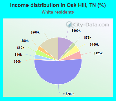 Income distribution in Oak Hill, TN (%)