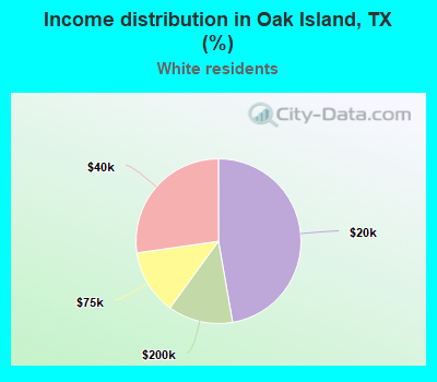 Income distribution in Oak Island, TX (%)