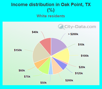 Income distribution in Oak Point, TX (%)