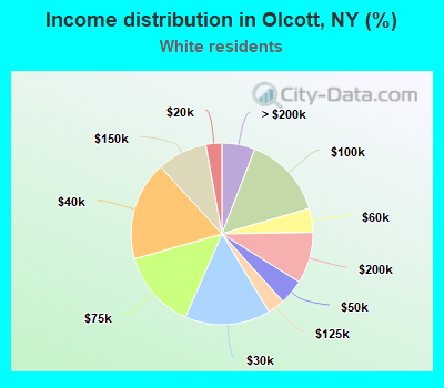 Income distribution in Olcott, NY (%)