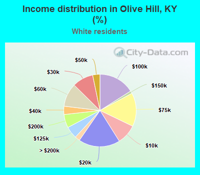 Income distribution in Olive Hill, KY (%)