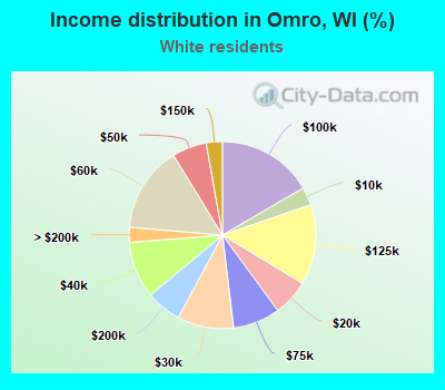 Income distribution in Omro, WI (%)