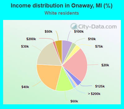 Income distribution in Onaway, MI (%)