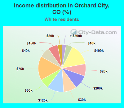 Income distribution in Orchard City, CO (%)