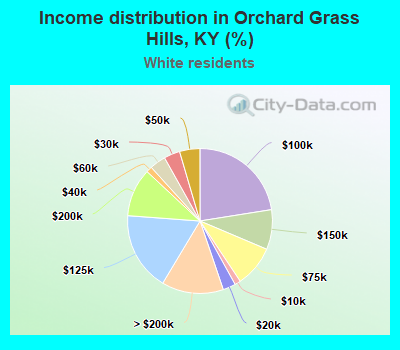 Income distribution in Orchard Grass Hills, KY (%)