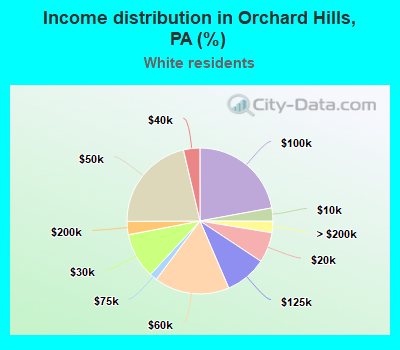 Income distribution in Orchard Hills, PA (%)