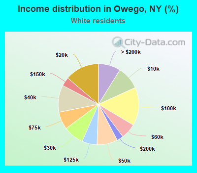 Income distribution in Owego, NY (%)