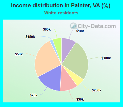 Income distribution in Painter, VA (%)