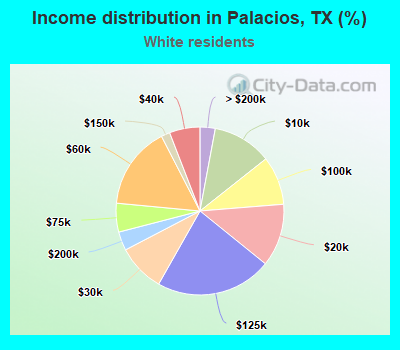 Income distribution in Palacios, TX (%)