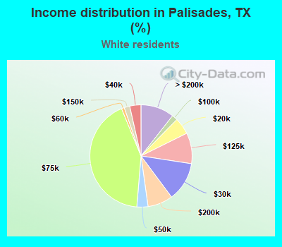 Income distribution in Palisades, TX (%)