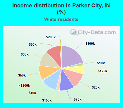 Income distribution in Parker City, IN (%)