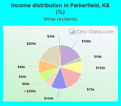 Income distribution in Parkerfield, KS (%)