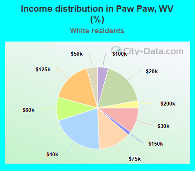Income distribution in Paw Paw, WV (%)