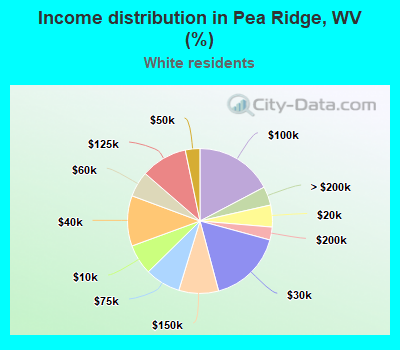 Income distribution in Pea Ridge, WV (%)