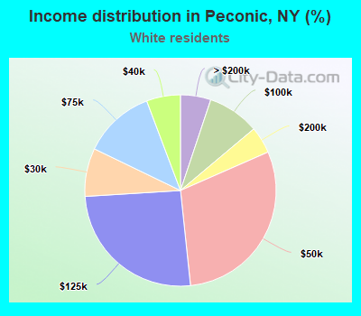 Income distribution in Peconic, NY (%)
