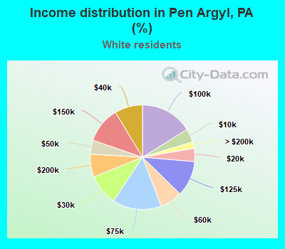 Income distribution in Pen Argyl, PA (%)