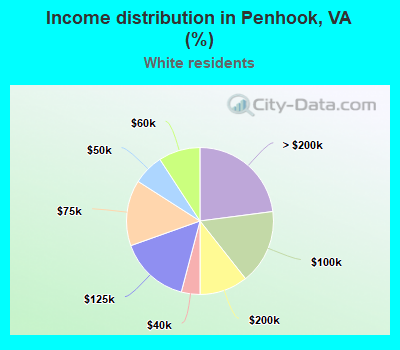 Income distribution in Penhook, VA (%)