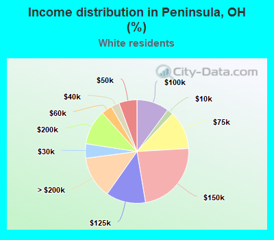 Income distribution in Peninsula, OH (%)