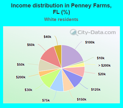 Income distribution in Penney Farms, FL (%)