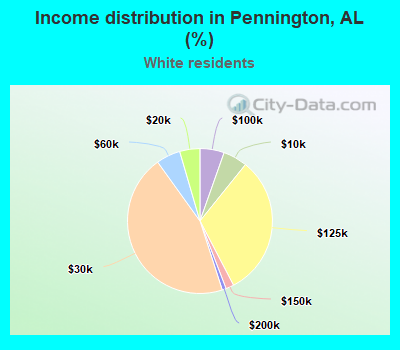 Income distribution in Pennington, AL (%)