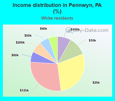 Income distribution in Pennwyn, PA (%)