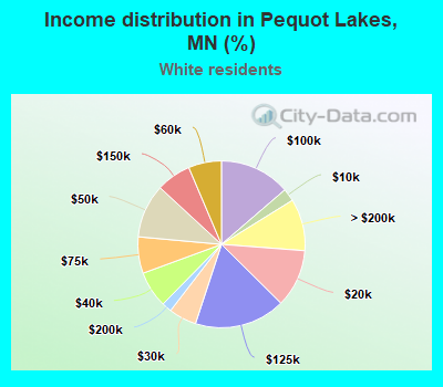 Income distribution in Pequot Lakes, MN (%)