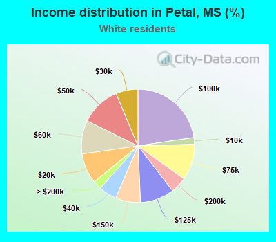 Income distribution in Petal, MS (%)