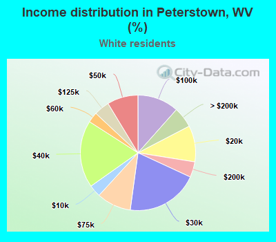 Income distribution in Peterstown, WV (%)