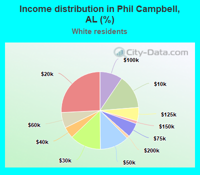 Income distribution in Phil Campbell, AL (%)
