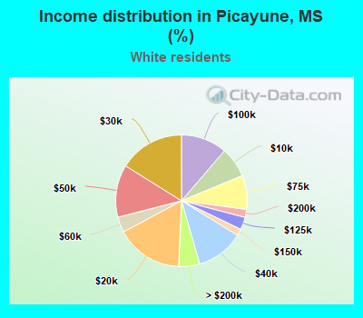 Income distribution in Picayune, MS (%)