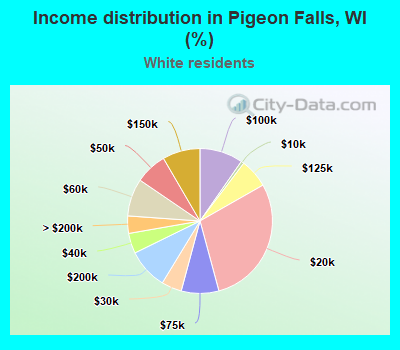 Income distribution in Pigeon Falls, WI (%)