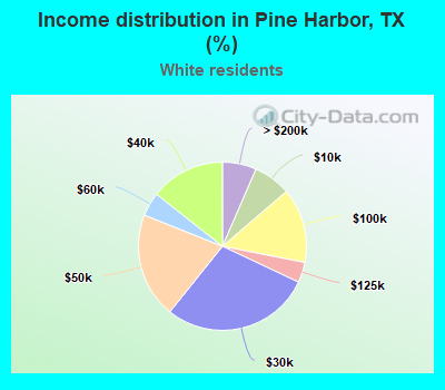 Income distribution in Pine Harbor, TX (%)