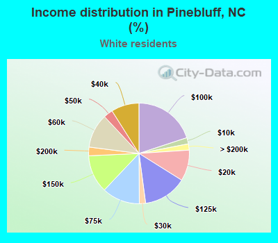 Income distribution in Pinebluff, NC (%)