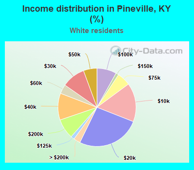 Income distribution in Pineville, KY (%)